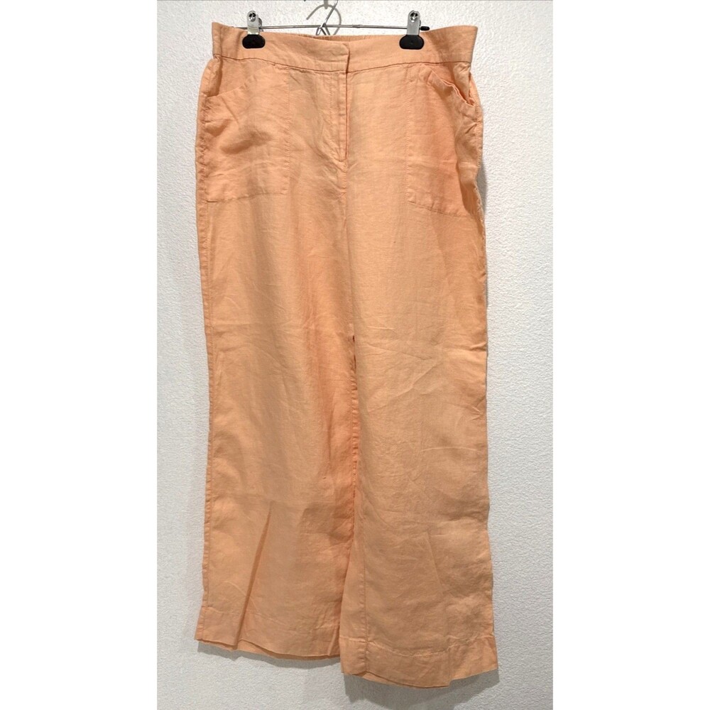 Chico's Peach Linen Straight Leg Lightweight Slash Pockets Pants Womens Size 2.5